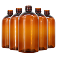 Bouteille à pompe personnalisée en PET transparent, ambré ou vert, de 100 ml à 500 ml, pour savon liquide, shampoing, lotion, huile capillaire, avec impression sérigraphiée