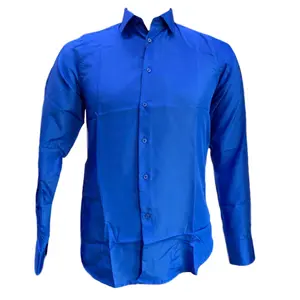 Plus Size Men's Long Sleeve Shirt Formal Casual Dark Blue Woven Jacquard Flower Paisley Silk Dress Shirts Tops For Sale