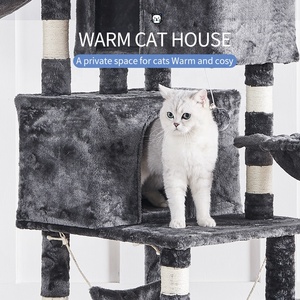<strong>Large</strong> <strong>Cat</strong> <strong>Climbing</strong> <strong>Tree</strong>, Dark Gray Flannel 67-inch High Multi-floor <strong>Cat</strong> House Tower <strong>Tree</strong> - Product Image 4