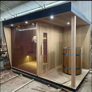 Bañera de inmersión fría de vapor húmedo/Seco moderna, sala de Sauna, abeto de pino integrado, cicuta, cedro rojo, villas sólidas para relajación personal - Product Image 6