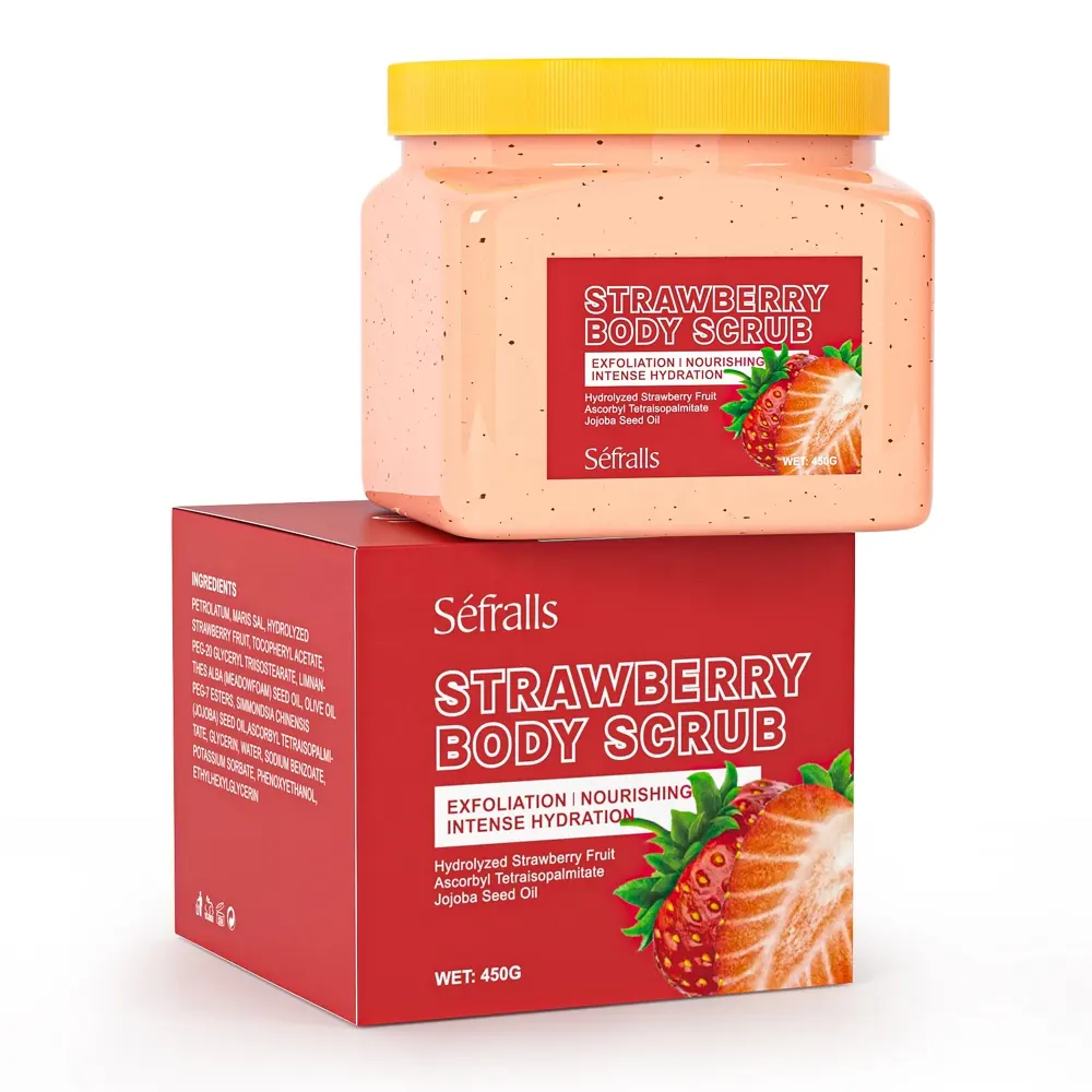 OEM ODM Private Label Wholesale Hot Sale Natural Strawberry Exfoliation Nourishing Body Scrub For Skin Care Manufacturer