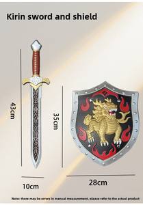 23.62インチ PUフォーム製リアルな麒麟の剣と盾のセット 軽量で柔軟な工場卸売バルクカスタムOEMおもちゃの剣 - Product Image 3