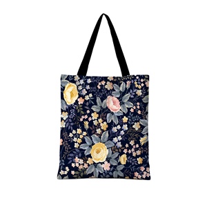 Sac fourre-tout en toile rétro bohème à motif floral, impression artistique personnalisée, motif botanique durable, logo personnalisé, motif floral vintage, sac d'épicerie réutilisable - Product Image 5