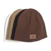 Bonnet unisexe en tricot jacquard de haute qualité avec étiquette en cuir et bouton, style urbain et sportif, pour jeunes et couples, vente en gros