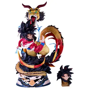 Patung model Gambar aksi gambar patung adegan naga anime Goku berkepala ganda empat kepalan naga 43cm