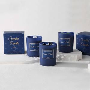 Vela Aromática de Cristal en Frasco de Vidrio Azul de 6 oz, Marca Privada, Decoración del Hogar, Vela de Aromaterapia de Piedra para Regalo, Yoga, Cumpleaños - Product Image 3
