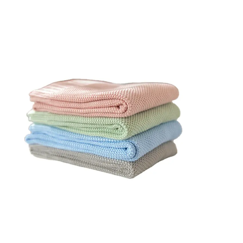 स्पॉट नरम आरामदायक कार्बनिक 100% बांस बच्चे बुना हुआ कंबल नवजात शिशु बच्चों के लिए बुना हुआ कंबल ठोस बांस बच्चे को कंबल