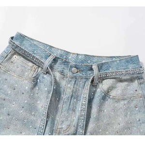 Shorts in denim lavato traspirante 2025, premium 100% cotone, stampa 3D effetto pietra, da uomo, personalizzati, casual, distressed, Jorts - Product Image 3