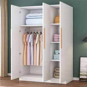 Lemari Pakaian Kayu Modern Populer untuk Apartemen, Kabinet Kecil Penyimpanan <span class=keywords><strong>4</strong></span> Pintu, Sederhana, Ekonomis, Cocok untuk Sewa - Product Image 3