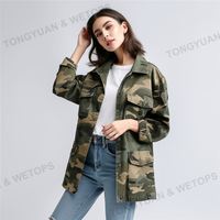 Veste de grande taille personnalisée de haute qualité Camouflage d'automne Denim Long manteau Camouflage Jean Vestes pour les femmes