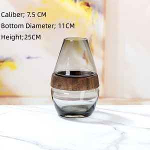 Decoración de mesa hidropónica para el hogar de estilo Natural Simple moderno, anillo de madera creativo y jarrón de cristal, arreglo floral - Product Image 3