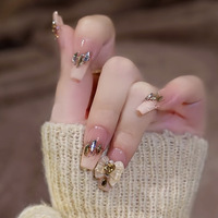 Vente en gros de faux ongles longs en plastique écologique français, faits à la main, effet salon, faciles à porter, emballage complet