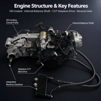 Moteur de moto monocylindre 200cc avec arbre d'équilibrage, CVT et marche arrière pour VTT et karts – Fournitures pour magasins et commerces