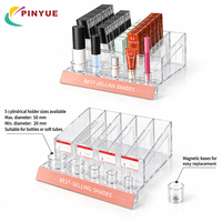 Support de présentation de flacons cosmétiques en acrylique transparent, organisateur de maquillage pour comptoir avec bases cylindriques magnétiques pour comptoirs de vente au détail