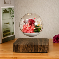 Lámpara Decorativa de Mesa con Flores, Romántica, para el Día de la Madre, Rosa Eterna, Lámpara LED Magnética Levitante, Flor Preservada Pequeña