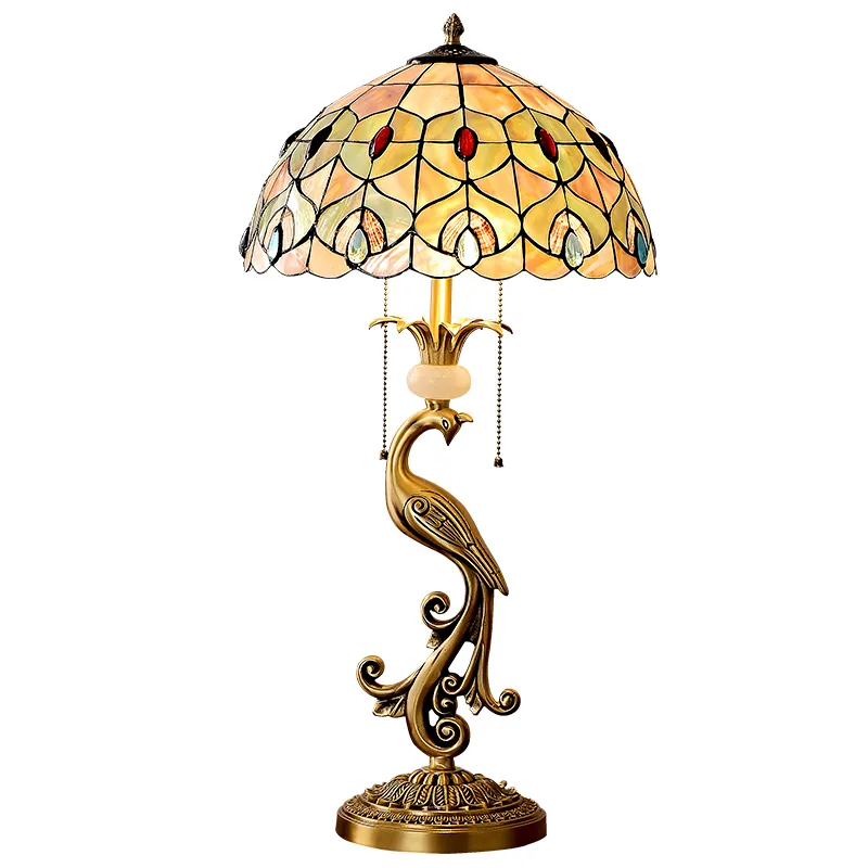 Phoenix American All Copper Table Lamp Retro European Living Room Pure Copper Shell Creative Bedroom Bedside Lamp Table Lamp
