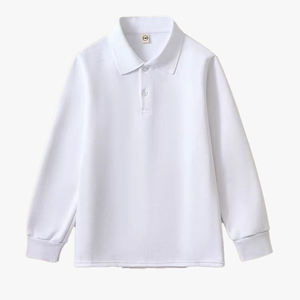 Polo à manches longues 100 % coton pour garçons, t-shirt blanc personnalisable pour grands enfants et filles, idéal pour l'automne - Product Image 4