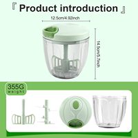 Handmatige trek-hakker, handmatige voedselverwerker, milieuvriendelijke plastic mini-groentesnijder, keukensalade, multifunctioneel, LFGB-gecertificeerd