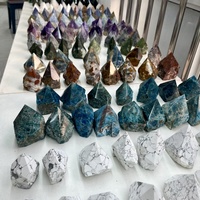 Gros Naturel Grand Brut Bleu Apatite Chevron Améthyste Poli Sculpté À La Main Cristal Point Pour La Méditation