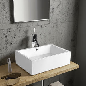 Pia de Banheiro Moderna com Bancada de Mármore e Lavabo Cerâmico Branco Quadrado de Fácil Limpeza MING LIU A273 Joystick - Product Image 2