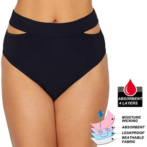 Parte inferior de <span class=keywords><strong>Bikini</strong></span> de cintura <span class=keywords><strong>alta</strong></span> para mujer a prueba de fugas Menstrual suave elástico Mujer período <span class=keywords><strong>Bikini</strong></span> parte inferior Anti-UV traje de baño - Product Image 1