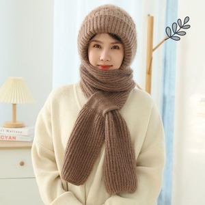 Bonnet et Écharpe Intégrés en Laine pour Femme JH – Motif Écureuil en Peluche, Protection du Cou Boutonnée, Coupe-Vent Tricoté – Collection Automne Hiver - Product Image 3