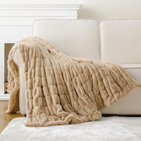 Plaid en fausse fourrure double face réversible, ultra doux, moelleux et chaud, pour canapé, lit, salon