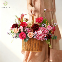 Panier à fleurs en osier SEEWIN, petit panier en rotin tissé à la main, écologique, réutilisable, pour la décoration de la maison et du jardin