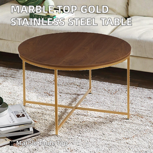 Modern Marble <b>Table</b> Top Gold Stainless Steel Coffee <b>Table</b> <b>for</b> Living Room or Hotel - Product Image 3