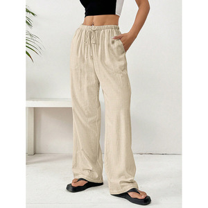 2025 été Collection transfrontalière en Stock pantalons de <span class=keywords><strong>sport</strong></span> décontractés pour femmes européen américain plat à la mode taille élastique <span class=keywords><strong>ample</strong></span> - Product Image 1