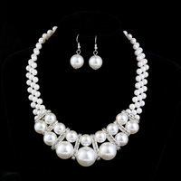 Nouvelle tendance Vintage femmes fleur perle colliers et boucles d'oreilles ensemble mariée ensemble de bijoux de mariage