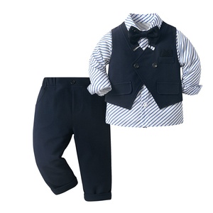 Costume de maternelle personnalisé en gros pour enfants : Costume de gentleman en coton pour bébés garçons - Product Image 4