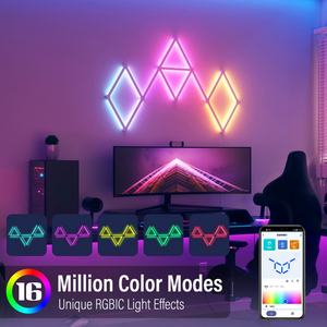 Barre lumineuse LED RGBIC intelligente à contrôle Wi-Fi, synchronisation rythmique musicale, pour TV, chambre, décoration de jeux, éclairage mural - Product Image 2