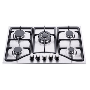 Piano Cottura a <span class=keywords><strong>Gas</strong></span> Industriale da Incasso 760mm con 5 Fuochi, Pannello in Acciaio Inox, Prezzo Conveniente - Product Image 1