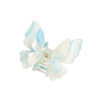 Pince à cheveux papillon double couche style français Shily&OS 7,5 cm, pince à cheveux en acrylique douce et féerique, accessoires élégants pour femmes