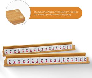 Set di 4 Porta Tessere in Legno Rustico Inciso per Mahjong con Spintori Magnetici, Realizzato a Mano in Legno Massello - Product Image 5