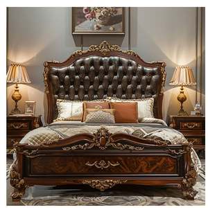 Suministro directo de fábrica Precio más bajo Diseño popular Accesorios de dormitorio Juegos de dormitorio tamaño king Cama de cuero - Product Image 3