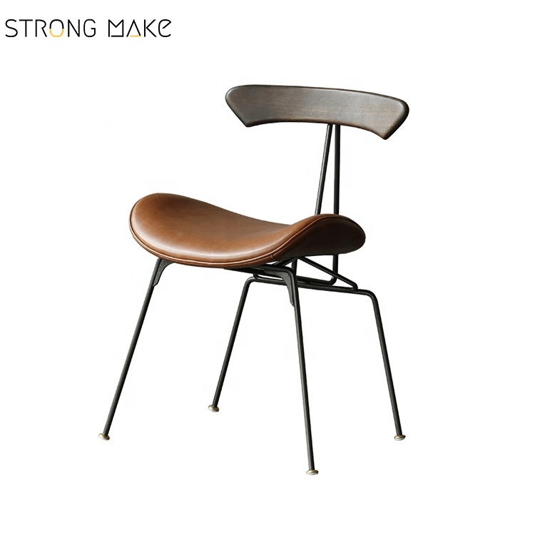 Meubles design moderne créatif dossier d'art de Fer PU cuir stable dinant la chaise en cuir moderne