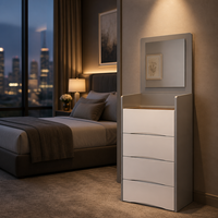 Coiffeuse moderne européenne en bois avec panneau LED, tiroirs silencieux et écologiques, pour chambre, salle de bain, hôtel