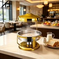 Offre Spéciale – Plat de Service Rond en Acier Inoxydable Doré pour Buffet, Chauffe-Plat Rond avec Couvercle Suspendu pour la Restauration