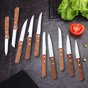 طقم سكاكين من 6 قطع بمقبض خشبي، سكين مطبخ، قطاعة من الفولاذ المقاوم للصدأ، سكين تقشير - Product Image 1