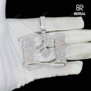 Personnalisé Vvs Moissanite Lettre Pendentif Charm Haute Qualité Rond Brillant Coupe 925 Argent Hip Hop Pendentif Initial - Product Image 3