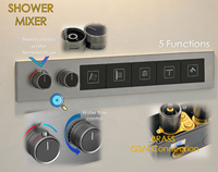 Ensemble de douche thermostatique 5 modes en laiton à grand débit d'eau avec jets corporels, effet pluie cascade pour plafond de salle de bain - Offre Spéciale
