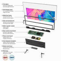Televisor Inteligente QLED 4K de 75 Pulgadas, Android Google TV, HDR10, para Atmos, WiFi, Retroiluminación LED, Negro, 60Hz, Hogar, Hotel