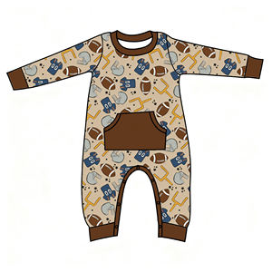 Herfst Winter Baby Meisjes Jongens Kleding Bamboe Slaper Overall Kersttruck Boom Lange Mouw Peuter Jongens Zak Jumpsuit - Product Image 3