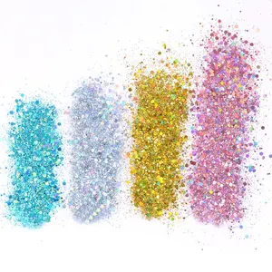 โฮโลแกรม Chunky Glitter สีสันปลอดสารพิษสัตว์เลี้ยงหัตถกรรม Glitter เล็บผง