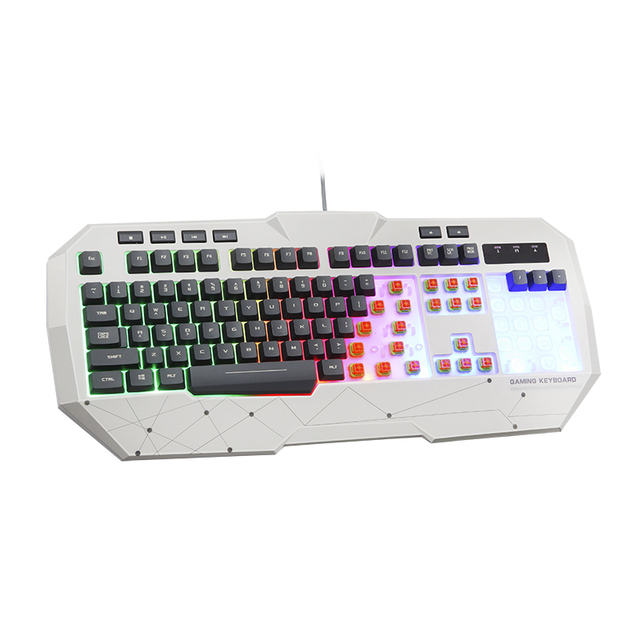 Full Size Wired USB Computer Keyboard 7 Color LED Backlit ABS Laser Engraving Keycaps