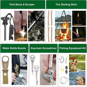 Kit de supervivencia al aire libre, herramienta multifunción compacta de aleación de aluminio de 21x11x5,5 cm, equipo de emergencia para acampar con brújula, cuchillo y linterna - Product Image 3