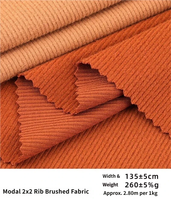 Tela de Punto Elástica de Viscosa y Spandex de 260 g/m², Tejido de Ribs Modal 2x2 de Felpa Suave para Ropa Térmica, Ropa Infantil y Pijamas