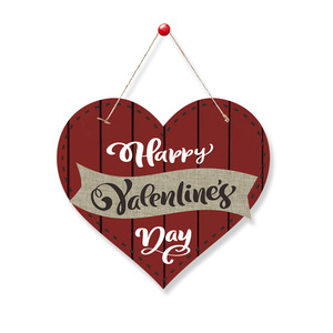 Décoration de fête de la Saint-Valentin transfrontalière en bois, étiquette suspendue en forme de cœur, porte-panneau Joyeuse Saint-Valentin pour porte - Product Image 4